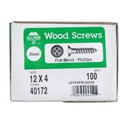 HILLMAN 40172 12 x 4 in. Phillip Flat Head Zinc Plated Steel Wood Screws 77083